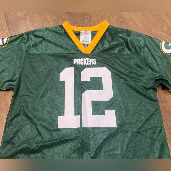 NFL Teams Aaron Rodgers Green Bay Packers #12 Green Youth Jersey Size XL 18/20 - Picture 3 of 9